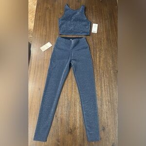 Sage Collective Women's Blue Glitter workout set XS